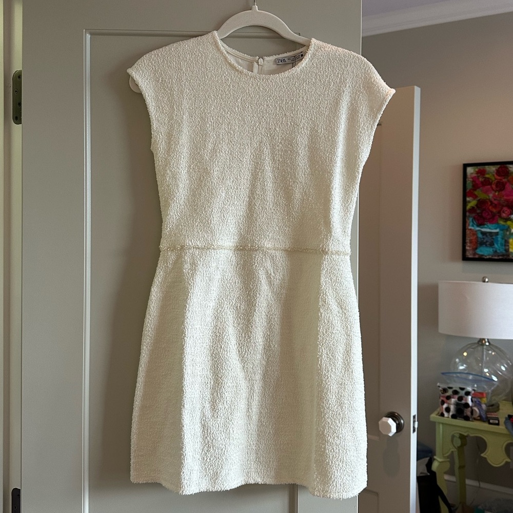 White Zara Mini Knit Dress Size S NWT